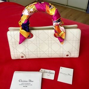 Lady Dior white lether bag
